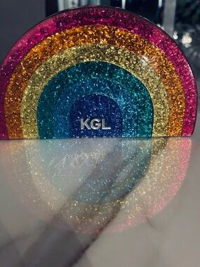 Kurt Geiger London Rainbow Glitter Perspex Clutch Crossbody KGL